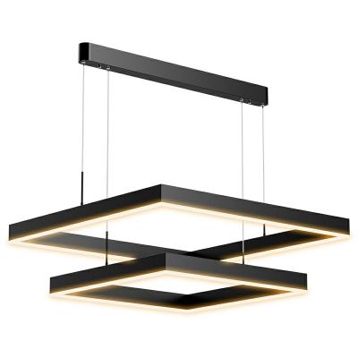 Metal LED Pendant Lighting Acrylic Square Hanging Lamp Multi Tier Living Room Chandelier