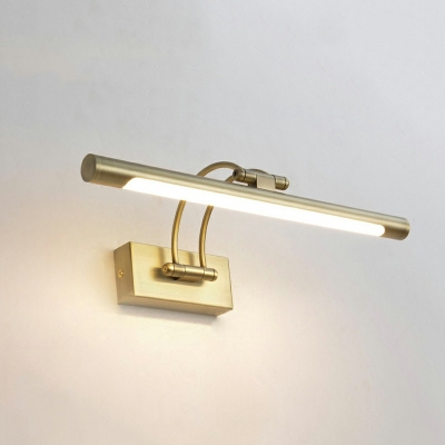 Metallic Bar Vanity Mirror Light Contemporary LED Rotatable Wall Mount Lamp with Curved Arm
