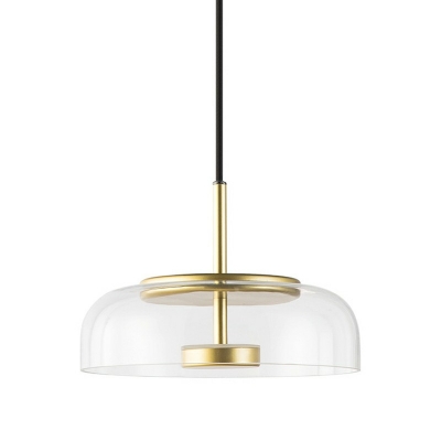 Minimalistic Modern Clear Glass Pendant Light Bowl Shade Bedroom Suspension Hanging Light