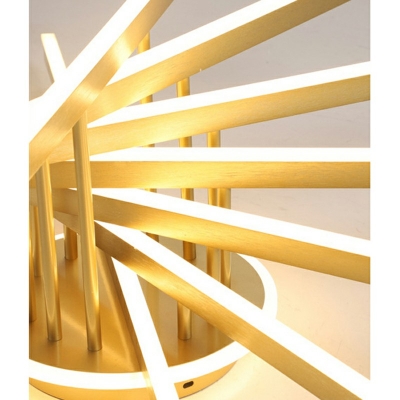 Modern Ceiling Light with LED Light Gold Ceiling Mount Iron Linear Shade Semi Flush for Bedroom