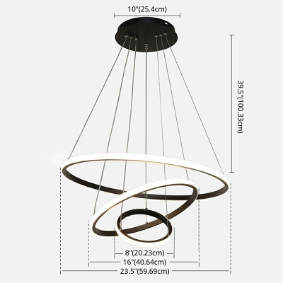 Modern Chandelier LED Circular Pendant Light in Plastic Shade for Entryway Hallway Foyer