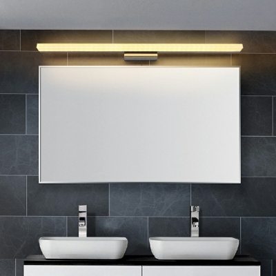 Modern Led Bathroom Lighting Metallic Wall Mount Light with Arcylic Shade in Silver