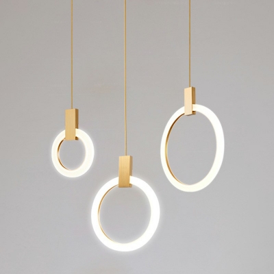 Modern LED Ceiling Pendant with Adjustable Height Circular Acrylic Bedside Hanging Light