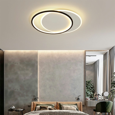 Modern Style Geometric Flush Mount Lighting Acrylic LED Bedroom Ceiling Light Fixture in Black-White