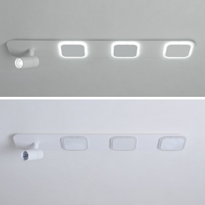 Modern Wrought Iron White LED Semi Flush Mount Rectangular Acrylic Ceiling Light for Cloakroom