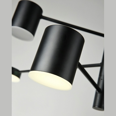 Modernist LED Metal Hanging Light Fixture Black Shaded Chandelier Light