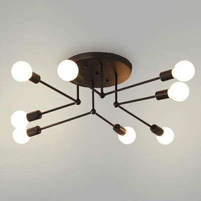 Open Bulb Living Room Ceiling Light Metal Modern Style Semi Flush Ceiling Light 8 Inchs Height
