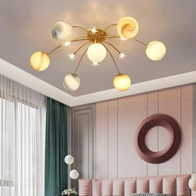 Postmodern Planet Theme Ceiling Light Globe Glass Shade Lighting Fixture for Children Room