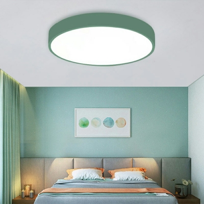 Round Shade Flush Mount Macaron Ultra Thin LED Kids Youth Bedroom Flush Ceiling Light