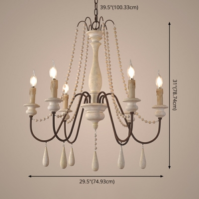 Rustic Style Gooseneck Rust Arm Candlestick Design Chandelier Multi-lights for Living Room