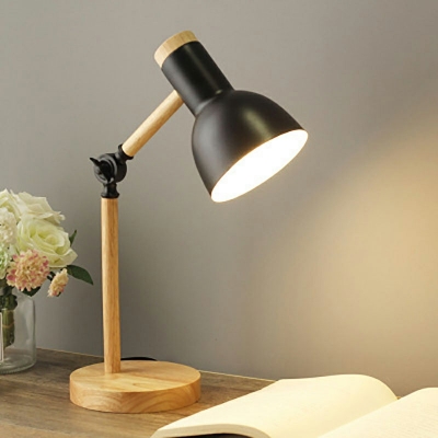 Single-Bulb Macaron Bell Nightstand Lamp Metal Bedroom Rotatable Table Light