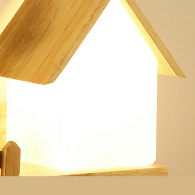 1 Light Modern Minimalist Wooden Flush Wall Sconce Glass Shade Wall Light for Bedroom