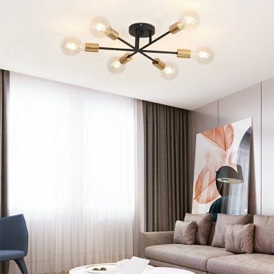 6-Bulb Living Room Ceiling Light Metal Modern Style Semi Flush Ceiling Light 7