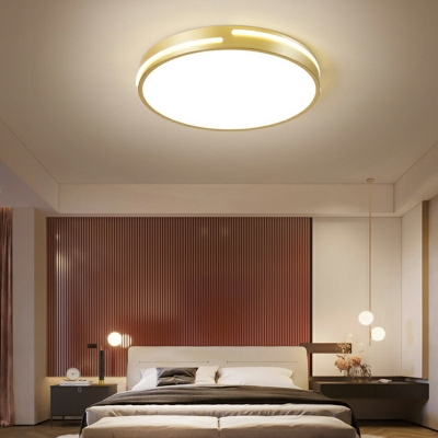 Acrylic Circular LED Flush Mount Modern in Gold 2 Inchs Height Flushmount Ceiling Light for Bedroom