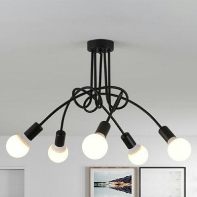 Bare Bulb Lamp Semi Flush Light Fixture Metal Ceiling Mount Chandelier 19 Inchs Height