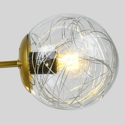 Clear Glass Ball LED Chandeliers Dining Restaurant Bar Molecular Branch Pendant Lighting