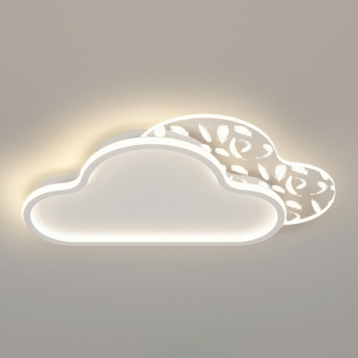 Cloud Shape Modern Creative Feather LED Bedroom Flush Mount Ceiling Lights with Acrylic Shade