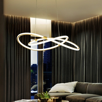 Contemporary Acrylic LED Gold Chandelier Lamp Seamless Curve Chandelier for Sitting Room