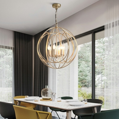 Contemporary Ceiling Lighting Gold Iron Wire Sphere Bedroom Ceiling Mounted Fixture