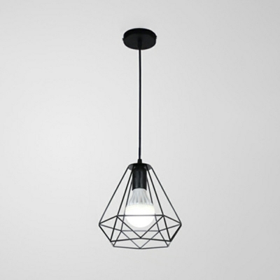 Dining Table Diamond Cage Pendant Light Metal Industrial 7.5 Inchs Height Black Finish Hanging Light