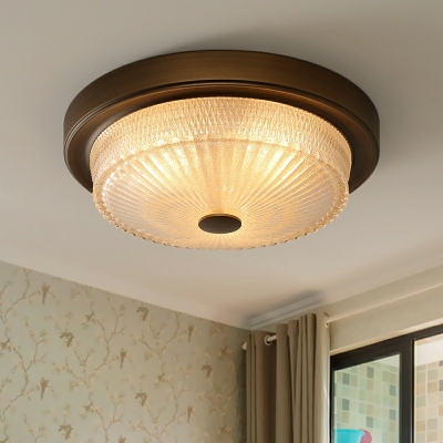 Drum Shape Hotel Ceiling Light Frosted Glass Vintage Style 5.5