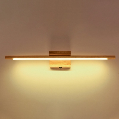 Elongated Bar Shaped Wall Light Kit Minimalistic Wood 23.5 Inchs Length LED Sconce Lamp