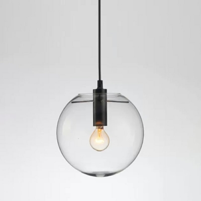 Globe Dining Room Ceiling Pendant Light Clear Glass 1 Head Black Modernism Hanging Lamp Kit