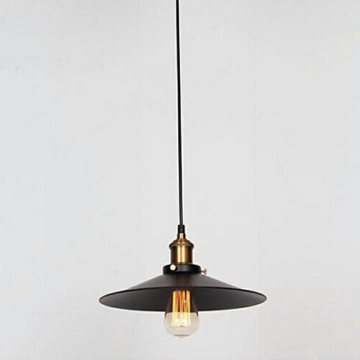 Industrial Single Light Pot Lid Pendant Lamp Farmhouse Black Metal Garage Hanging Lamp
