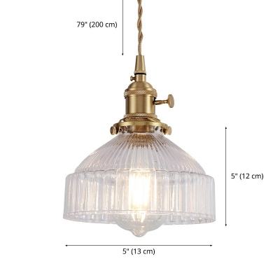 Industrial Style Cone Shade Pendant Light Glass 1 Light Hanging Lamp