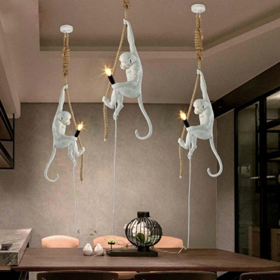 Industrial Style Pendant Light Natural Rope 1 Light Hanging Lamp