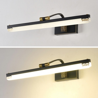 LED Horizontal Vanity Lighting Waterproof Minimalism Metal Bathroom Lighting Natural Light in Black