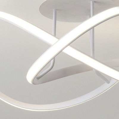 Linear Metal Semi-Flushmount Light Modern Crossed Design LED 8.5 Inchs Height Ceiling Light