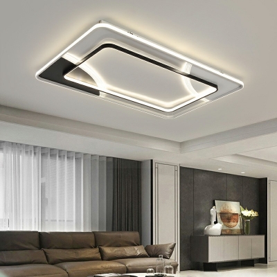 Metal Flushmount Light Black and White 2 Inchs Height Modern LED Semi Mount Lighting for Bedroom