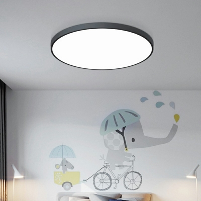 Metal Shaped Ceiling Lamp Simplicity Black LED Flush Mount Light with Arcylic Shade for Study Room