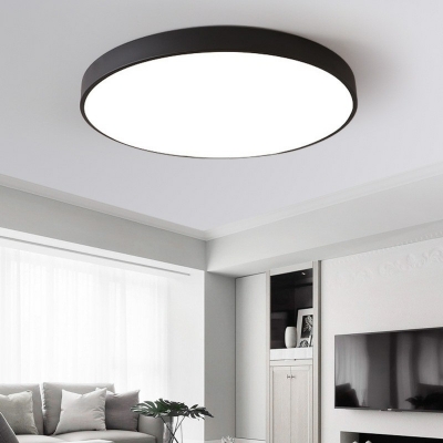 Minimalist LED Ceiling Lamp LED Metal Round 2 Inchs Height Flush Mount Ceiling Light with Arcylic Shade for Children's Room