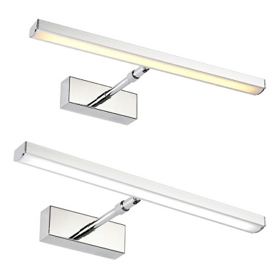 Minimalist Style LED Wall Mounted Vanity Lights Metal Simple Bathroom Vanity Sconce Arcylic Shade in Chrome