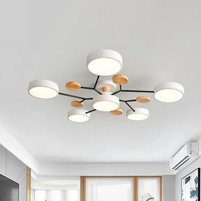 Modern Circular Shade LED Semi Flush Mount with Acrylic Shade Indoor Ceiling Mount Light