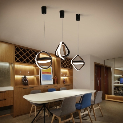Modern Simple Geometrical Shape Pendant Light Metal Suspension Light for Dining Table
