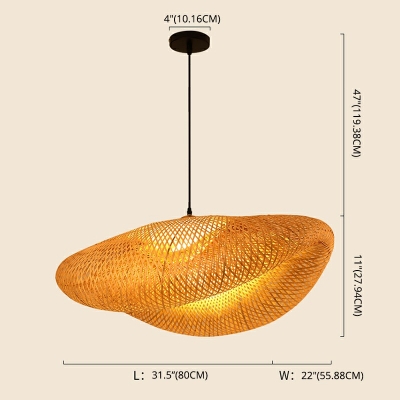 Modern Twist Hanging Light Kit Bamboo 1 Light Dining Room Pendant Lamp in Wood with 47