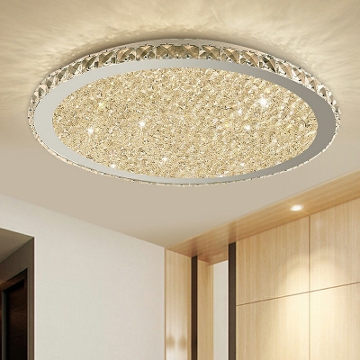 Modernist Circular Shape Prismatic Crystal Ceiling Light Fixture LED Living Room Flush Mount Light