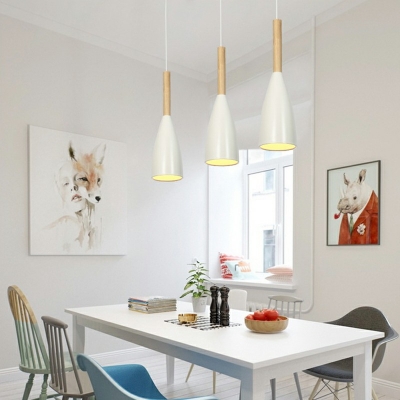 Nordic Macaron Pendant Metal Cone Shade 1-Light 4 Inchs Wide Hanging Lamp for Dining Room