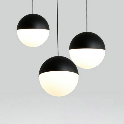 Nordic Single Bulb Globe Shaped Hanging Lamp White Glass Restaurant Ceiling Pendant Light