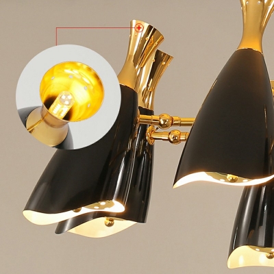 Postmodern Black Plus Cold Horn-shaped Chandelier Metal Trumpet Chandelier Pendant Light