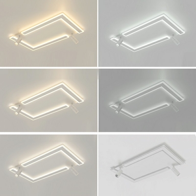 Rectangular 2-Light LED Semi Flush Ceiling Light Acrylic Flush Mount Light Fixture for Corridor