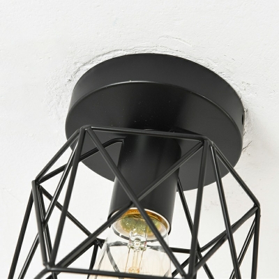 Single Iron Semi Flush Ceiling Light 7