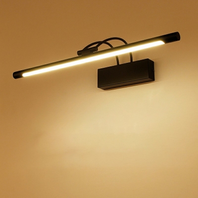 Stainless-Steel Tube Vanity Light Minimalist Style LED in Black Vanity Sconce for Bathroom