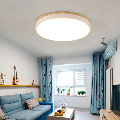 Wooden Geometric Flush Mount Light Modernist 3 Colors Light LED Flushmount Lighting for Bedroom