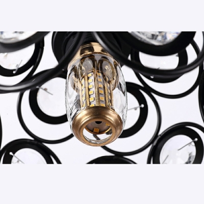 1 Light Metal Semi Flush Mount Industrial Black and White Caged Ceiling Lighting