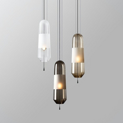 1 Light Pill Capsule Glass Ceiling Pendant Lamp Coffee Shop Hanging Lamp