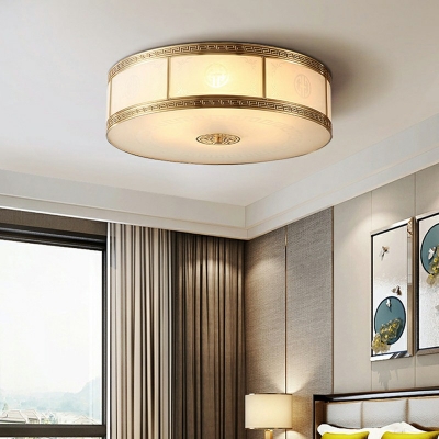 3/4/6 Lights Metal Drum Shape Ceiling Light Colonial Style Flush Mount Living Room Light Fixtures